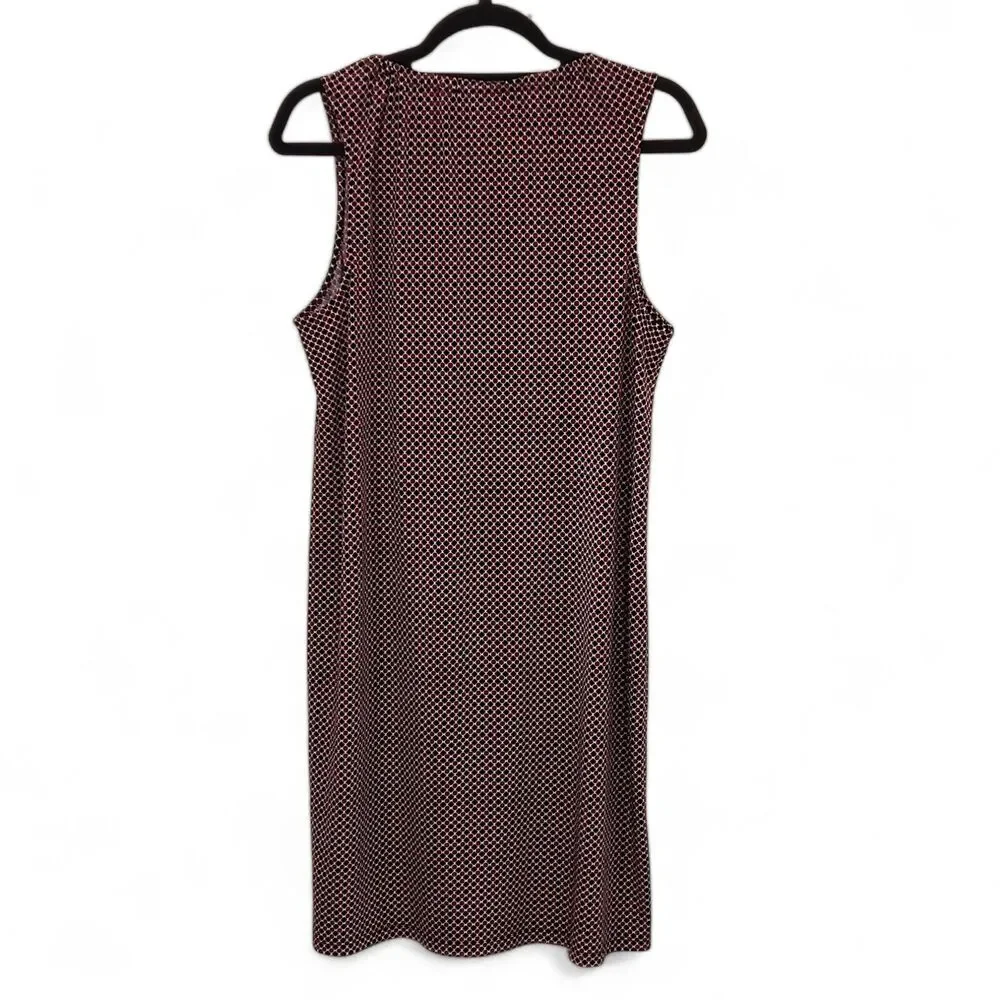 Michael Kors Geometric Tassel Midi Dress Burgundy Size M Retro Boho